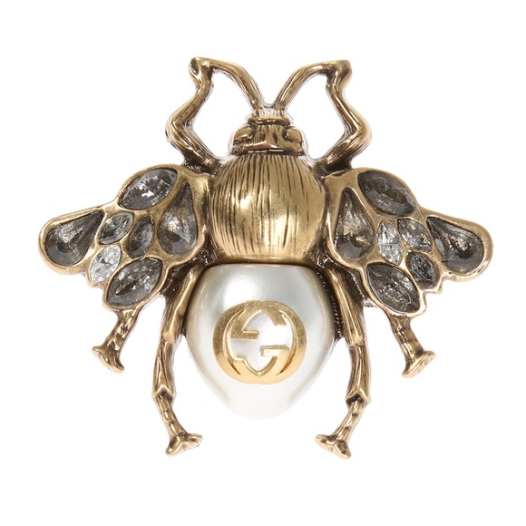 NWT Gucci Bee Ring with Crystals Pearl XS w/Box